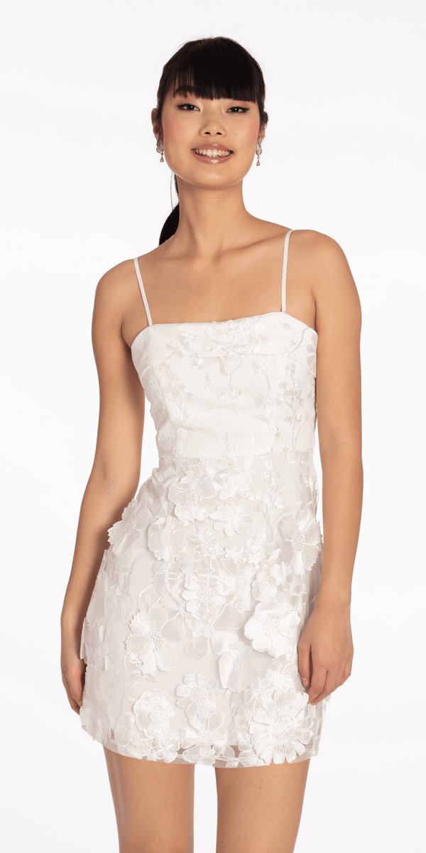 3 D Floral Tulle Embroidered Foldover Sheath Dress Image 1