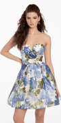 Organza Sweetheart Floral Print Fit and Flare Dress Image 4