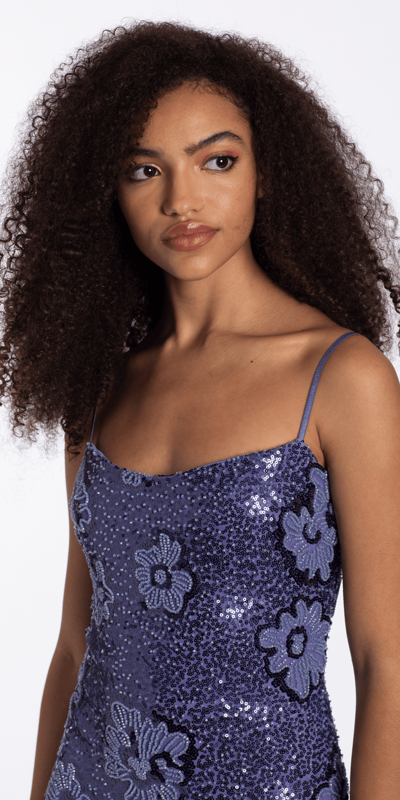 Strappy Back Beaded Bodycon Dress junior / XL / periwinkle