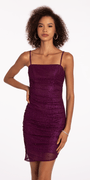 Pleated Glitter Knit Bodycon Dress with Pearl Accents Image 3