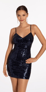 V Neck Sequin Mesh Bodycon Dress Image 2