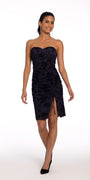 Strapless Mesh Flock Sweetheart Dress with Side Tie Image 1