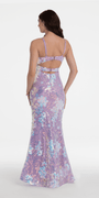 Double Clasp Back Floral Sequin Mermaid Dress Image 4