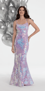 Double Clasp Back Floral Sequin Mermaid Dress Image 1