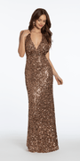 Sequin Halter Tie Back Column Dress Image 3