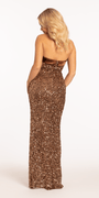Strapless Beaded Column Dress with Satin Cuff Image 5