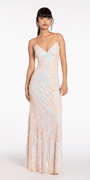 Sequin Lace Up Back Column Dress Image 1