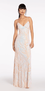 Sequin Lace Up Back Column Dress Image 1