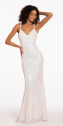 Mermaid Sequin X Back Lace Up Dress Image 1