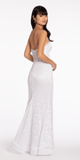 Sweetheart Glitter Floral Lace Corset Trumpet Dress Image 5