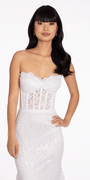 Sweetheart Glitter Floral Lace Corset Trumpet Dress Image 3