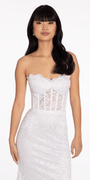 Sweetheart Glitter Floral Lace Corset Trumpet Dress Image 4