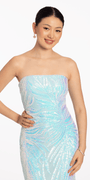 Swirl Pattern Sequin Strapless Mermaid Dress Image 2