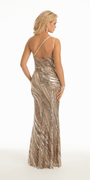 Two Tone Abstract Sequin One Shoulder Column Dress Image 2