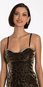 Cheetah Print Foil Sweetheart Bodycon Dress with Stone Detail Image 2
