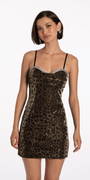 Cheetah Print Foil Sweetheart Bodycon Dress with Stone Detail Image 1