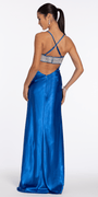 azure/size/4/ missy/Camille La Vie/Strappy Back Satin Rhinestone Sweetheart Column Dress Vie/black alt