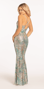 Sequin Drape Neck Column Dress Image 5