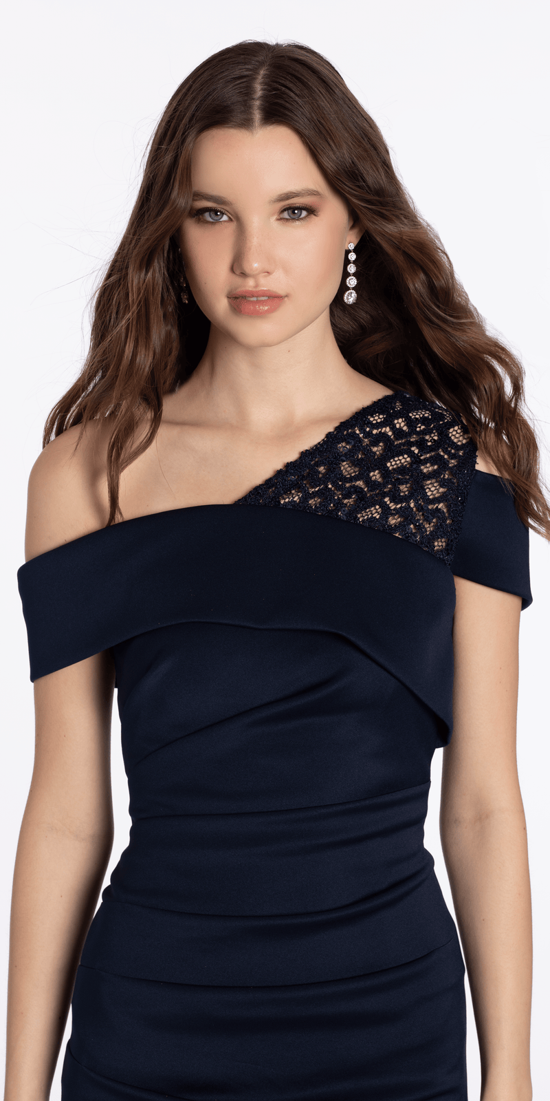 chinese dress ladies Lace One Shoulder Foldover Scuba Column Dress with Back Slit – Camille La  Vie