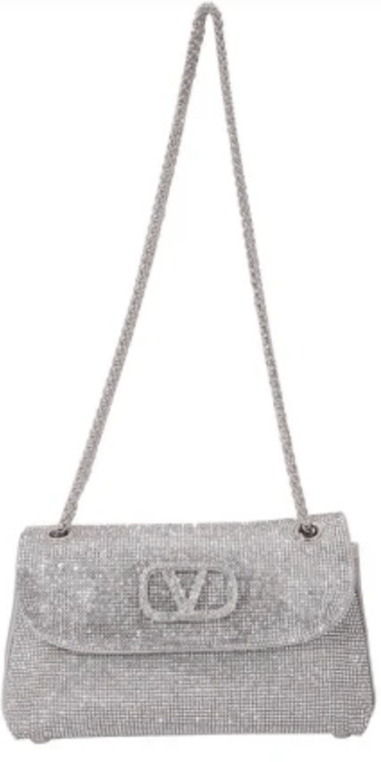 Rhinestone-1/2 Flap Handbag with Chain Link Strap