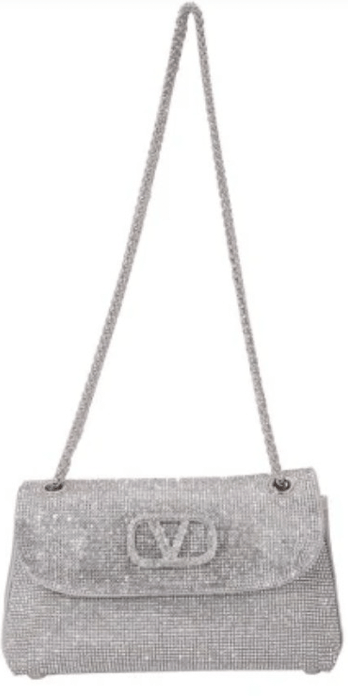 silver/no size/Camille La Vie/Rhinestone-1/2 Flap Handbag with Chain Link Strap/front