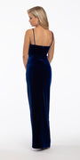 Velvet V Neck Side Slit Dress with Ruching Image 4