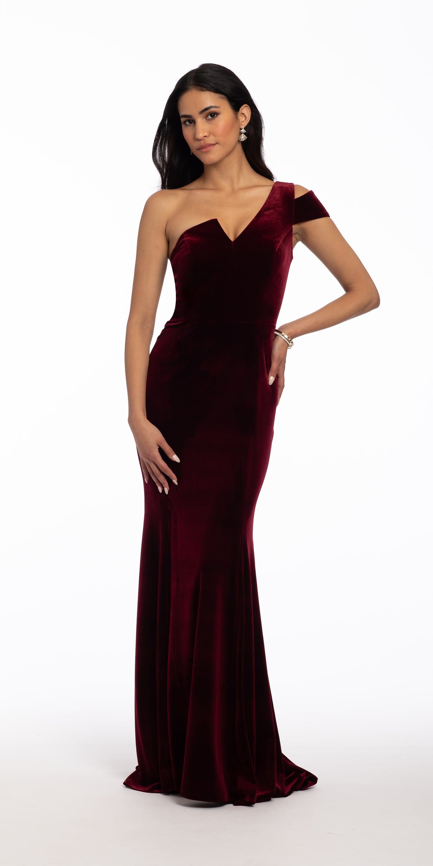 Wine one sales shoulder dress