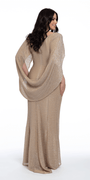 Metallic Crinkle Knit Dress with Sweep Train Image 2
