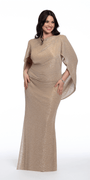 Metallic Crinkle Knit Dress with Sweep Train Image 1