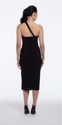 One Shoulder Midi Scuba Dress with Illusion Cut Out Image 3