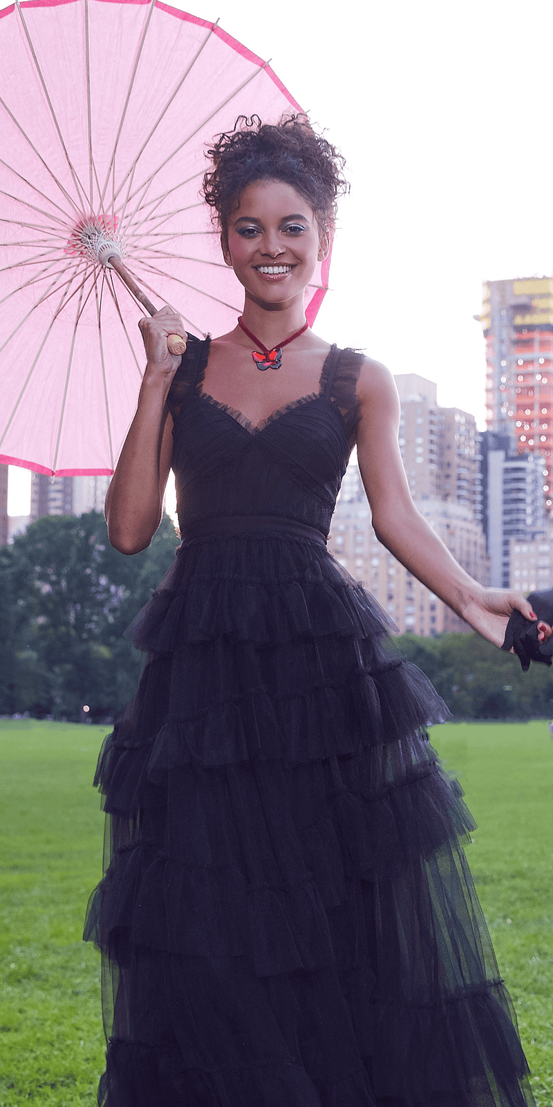 Multi Tiered Tulle Ballgown with Satin Waist Accent Camille La Vie Multi Tiered Tulle Ballgown with Satin Waist Accent Camille La Vie