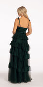 Multi Tiered Tulle Ballgown with Satin Waist Accent Image 9