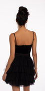 Velvet Tiered Mesh Fit and Flare Dress Image 2