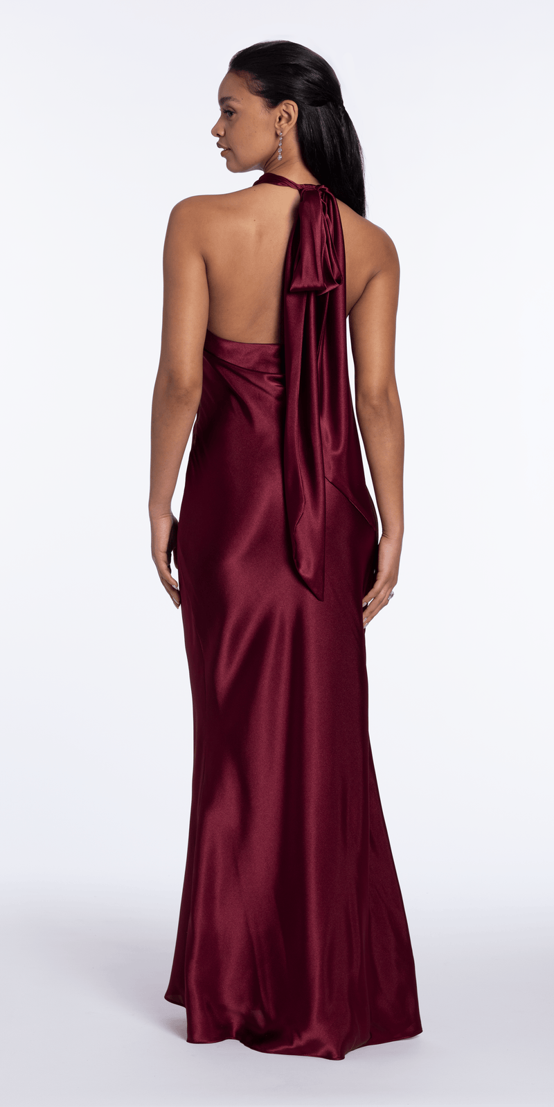 Satin Tie Back Halter Column Dress Image 3
