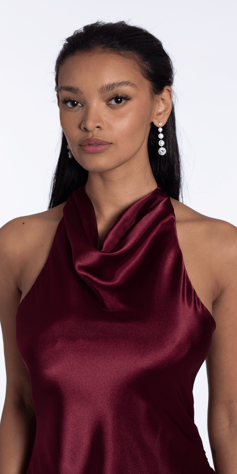 Satin Tie Back Halter Column Dress missy / 6 / burgundy Satin Tie Back Halter Column Dress missy / 6 / burgundy