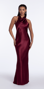 Satin Tie Back Halter Column Dress Image 15
