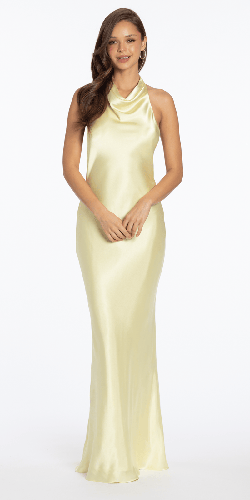 Satin Tie Back Halter Column Dress missy / 6 / butter Satin Tie Back Halter Column Dress missy / 6 / butter