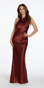 Satin Tie Back Halter Column Dress Image 1