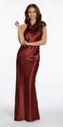 Satin Tie Back Halter Column Dress Image 3