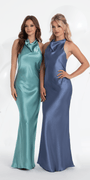 Satin Tie Back Halter Column Dress Image 9