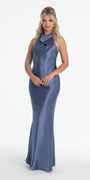 Satin Tie Back Halter Column Dress Image 11