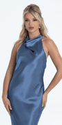 Satin Tie Back Halter Column Dress Image 10