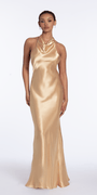 Satin Tie Back Halter Column Dress Image 5