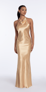 Satin Tie Back Halter Column Dress Image 4