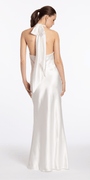Satin Tie Back Halter Column Dress Image 6