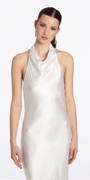 Satin Tie Back Halter Column Dress Image 5