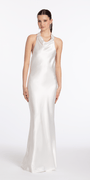 Satin Tie Back Halter Column Dress Image 7