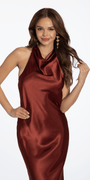 Satin Tie Back Halter Column Dress Image 13