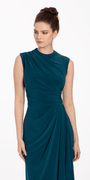 Mock Neck Jersey Side Ruched Sheath Dress Image 3