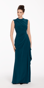 Mock Neck Jersey Side Ruched Sheath Dress Image 2